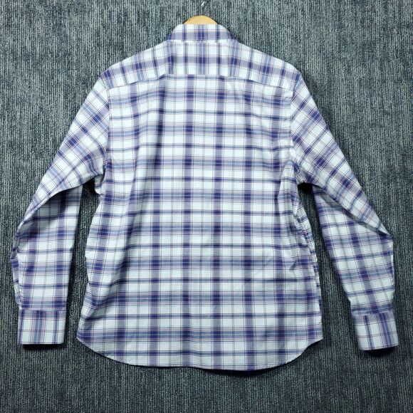 Twillory Mens XL Blue Plaid Untuckable Button Up Long Sleeve Shirt Tailored - Picture 3 of 16